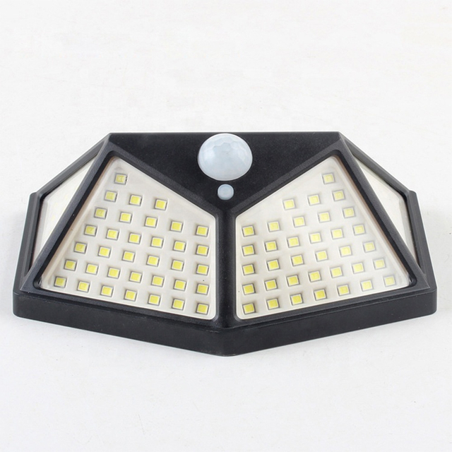モーションセンサーソーラーLEDウォールライト100 LED 3照明モードソーラー充電防水 